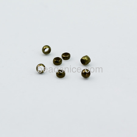 Jewelry crimp beads, brass, 3mm, hole:about 1.8mm,lead safe,nickel free,