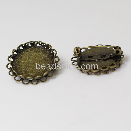 Brass brooch findings,brooch base,base diameter:20mm,Nickel-Free,Lead-Safe