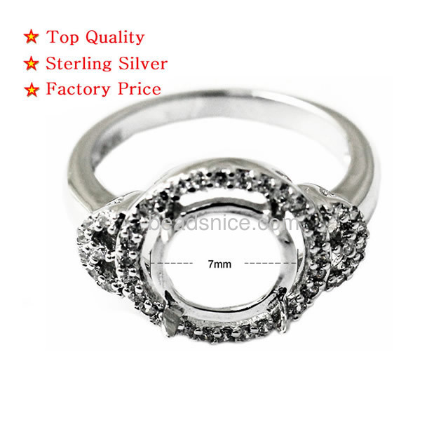 Round semi-mouth sterling silver ring setting