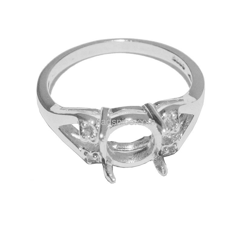 Gemstone ring base prong rings with 4 claw wholesale vogue jewelry wedding rings settings sterling silver round shape DIY