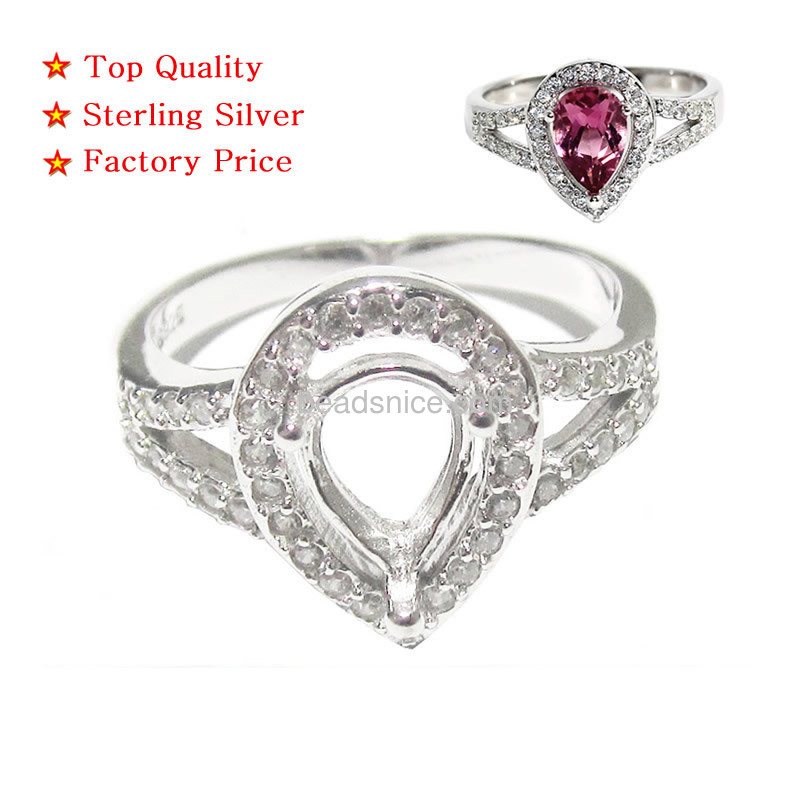 Wholesale jewelry 925 silver teardrop ring settings