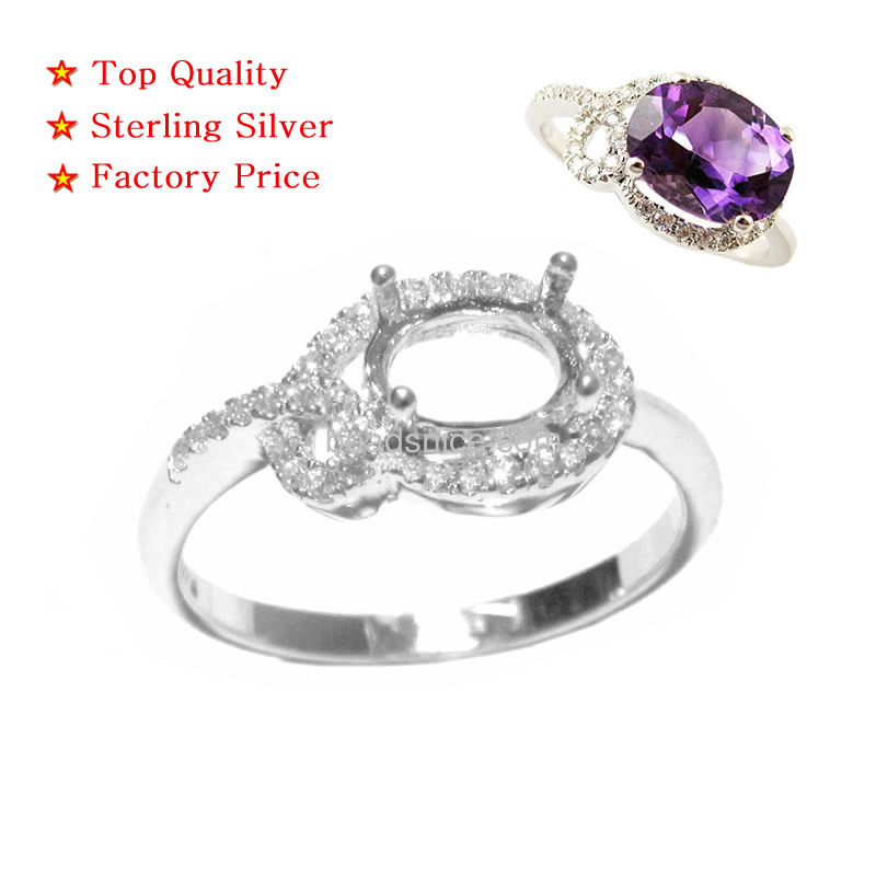 Wholesale jewelry findings 925 sterling silver oval semi mount ring settings