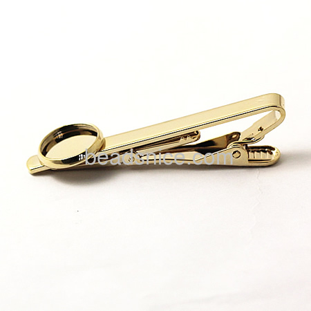 DIY Tie Clip Kit - w/12mm Bezel Setting,Length:54mm,Nickel-Free,Lead-Safe
