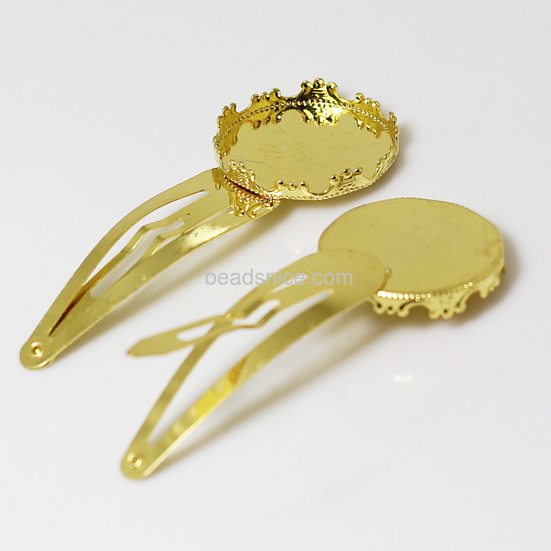 Fashion jewelry hair clips  round pase  nickel free