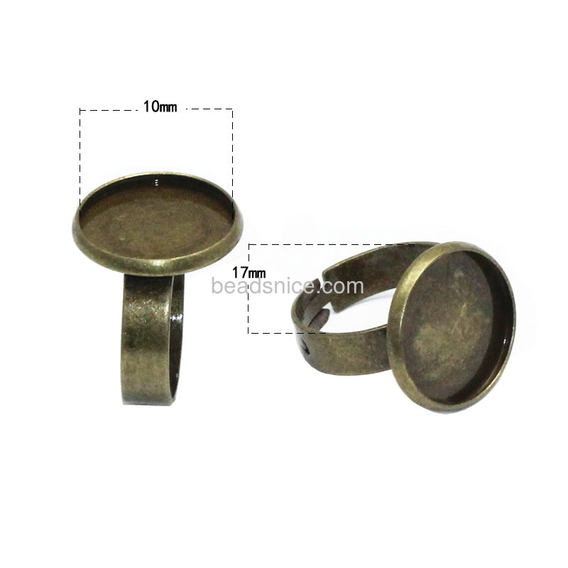 Finger ring base adjustable cabpochon round blanks tray wholesale vogue rings jewelry settings brass DIY