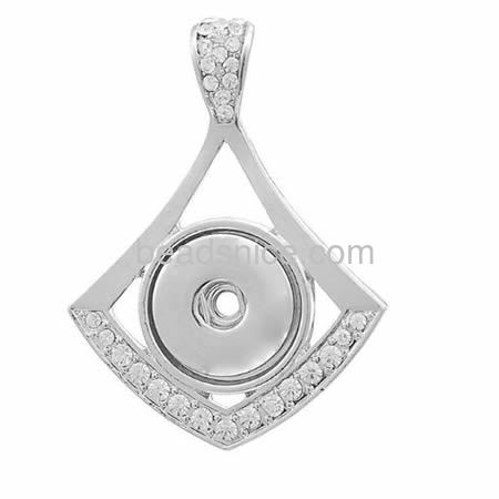 Fashion pendant snap button chunks pendants with rhinestone nice for your wholesale vogue jewelry findings brass DIY