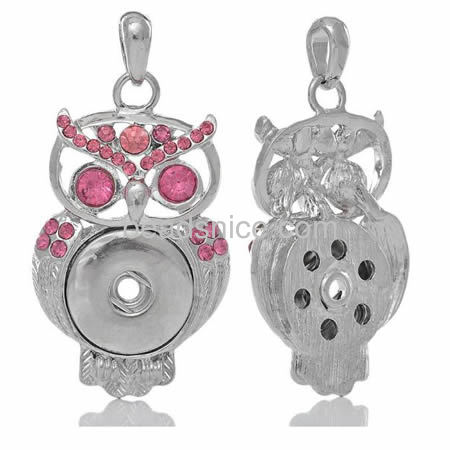 Necklace pendant charm owl pendants button chunks pendant with rhinestone nice for your DIY jewellry brass