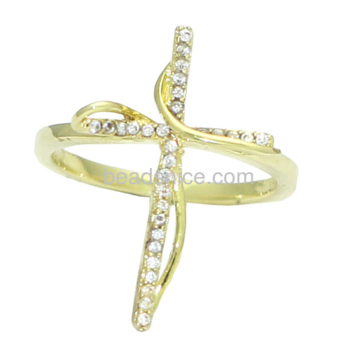 Fashion cross ring unique finger ring rhinestone cross rings wholesale vogue rings jewelry findings brass more colors for your c
