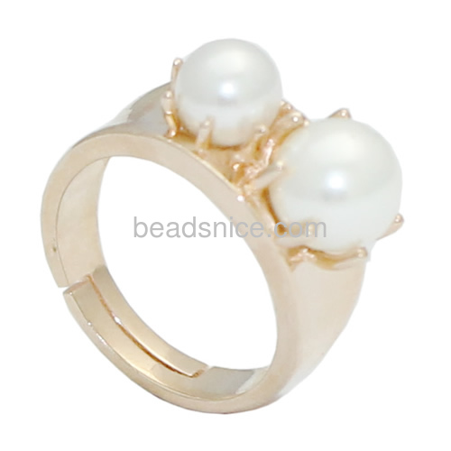 Pearl ring designs unique double pearl adjustable ring finger rings for women daily wear wholesale fashion rings jewelry finding