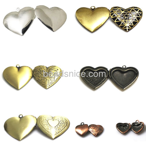Heart pendant charm jewelry finding brass Album box