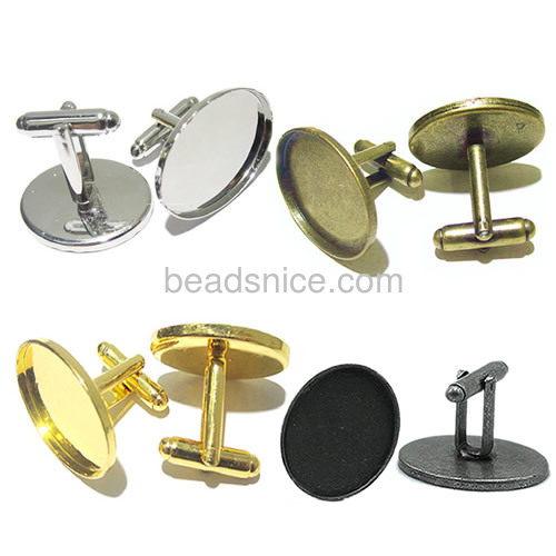 Cuff link findings Cufflink Blanks with oval bezel setting match cabochon wholesale brass