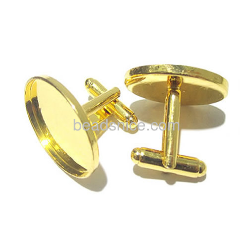 Cuff link findings Cufflink Blanks with oval bezel setting match cabochon wholesale brass