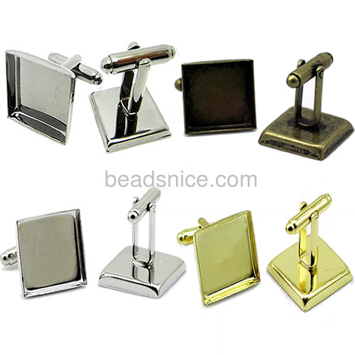 Fashion cufflinks blank  base metal cufflink findings brass