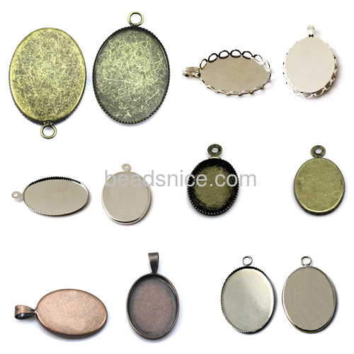 Pendant lace edge unique jewelry findings brass personalized oval