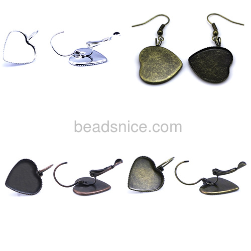 Earring hook heart serrated edge brass nice for jewelry handmade