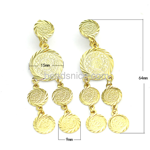 Earrings woman charms coin earring fashion design for women drop earrings wholesale jewelry earring findings brass