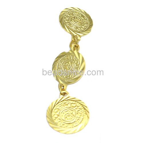 Fashion earring designs new model earrings hook unique coin earrings fashionable jewelry findings gold plating brass gifts