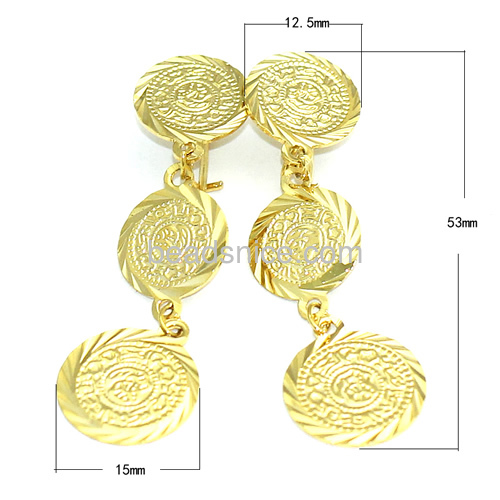 Fashion earring designs new model earrings hook unique coin earrings fashionable jewelry findings gold plating brass gifts