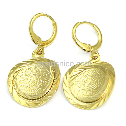 Daily wear earrings cheap bulk jewelry coin earring wholesale fashion jewelry findings brass gift for friends nickel-free lead-s