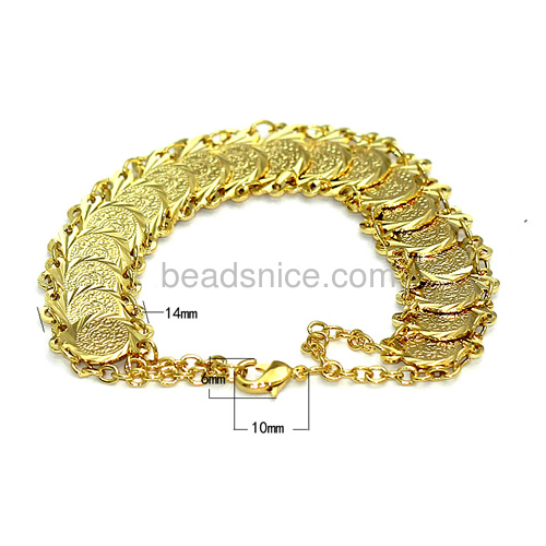 Coin bracelet bangle gold plating wholesale fashionable jewelry brass gifts nickel-free
