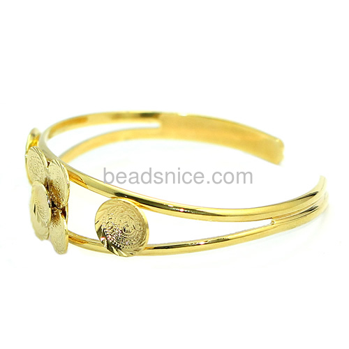 Fashion bracelet bulk charm bracelets coins bangle 24k real gold plated flower shape wholesale jewelry findings brass