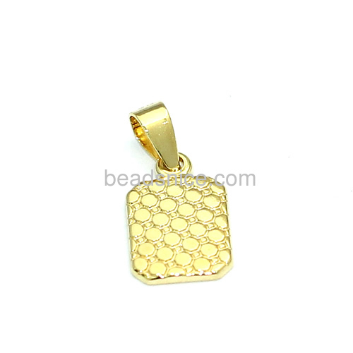 Initial personalized gold pendant charms pendants wholesale jewelry findings brass square real 24k gold plated