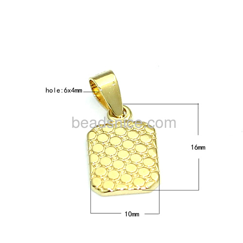 Initial personalized gold pendant charms pendants wholesale jewelry findings brass square real 24k gold plated