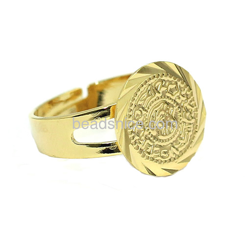 Men's ring design coin ring adjustable gold plated wholesale rings jewelry findings gift for friends brass nickel-free lead-safe