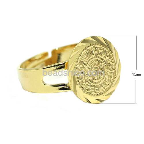 Men's ring design coin ring adjustable gold plated wholesale rings jewelry findings gift for friends brass nickel-free lead-safe