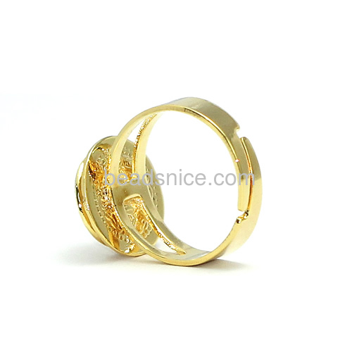 Beautiful gold rings designs adjustable charms double sided coin ring fashion jewelry findings brass 24k real gold plated
