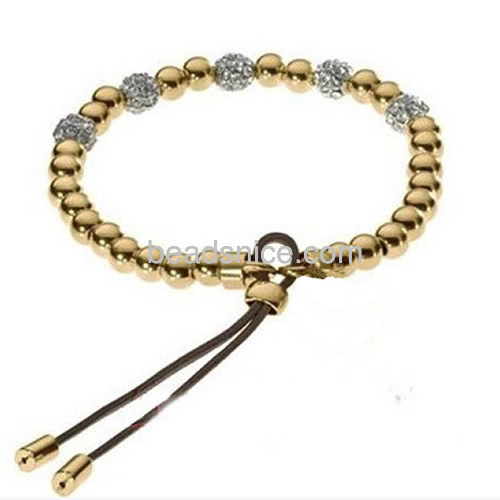 Charm bracelets bead stretch bracelet micro pave CZ beads bracelet PU leather wholesale jewelry findings gift for friends