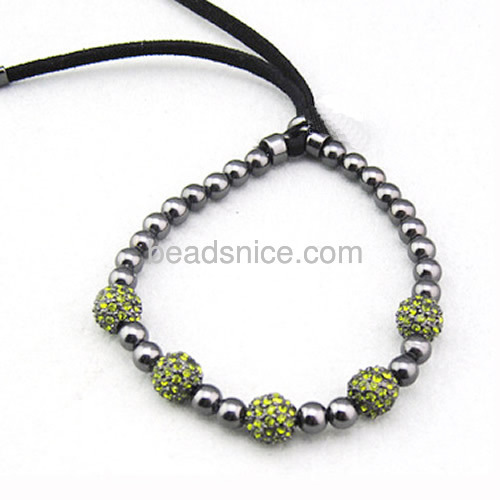 Charm bracelets bead stretch bracelet micro pave CZ beads bracelet PU leather wholesale jewelry findings gift for friends