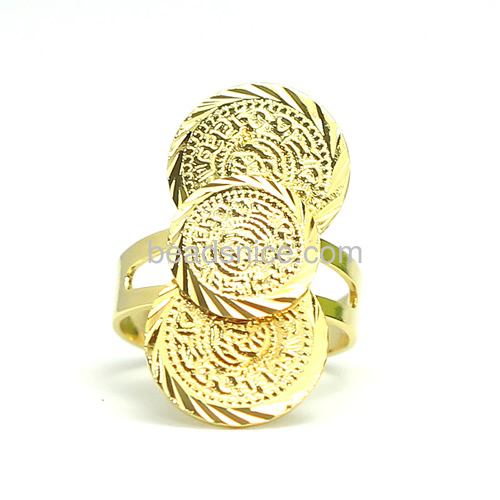Fashion ring coin rings design for women adjustable rings wholesale rings jewelry findings brass nickel-free lead-safe