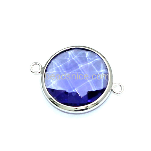 Circular connector blue zircon connector smooth surface wholesale jewelry findings sterling silver DIY gifts