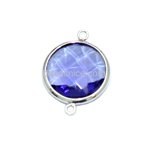 Circular connector blue zircon connector smooth surface wholesale jewelry findings sterling silver DIY gifts