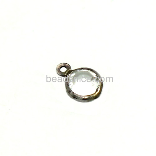 Necklace pendant connector small connectors with zircon wholesale jewelry settings DIY gifts sterling silver round shape