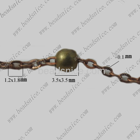 Flat oval chain necklace metal chain with ball wholesale jewelry chain brass nickel-free lead-safe assorted size available
