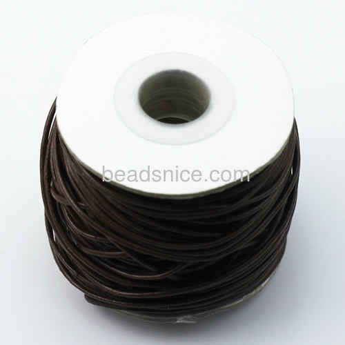 Real Leather Jewelry Cord,Cowhide, 1.5mm, Round,Length:100 Yard,