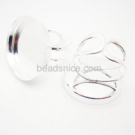 Brass finger ring settings,lead-safe,nickel-free,round,