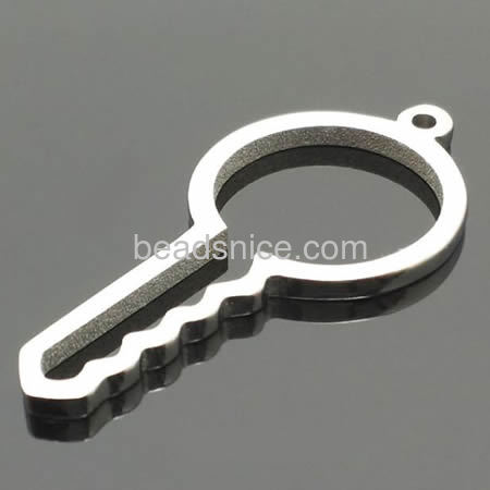 Fashion pendant stamping blanks key pendant unique hollow designed wholesale jewelry findings stainless steel
