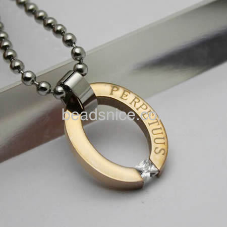 Stainless steel pendant with rhinestone,