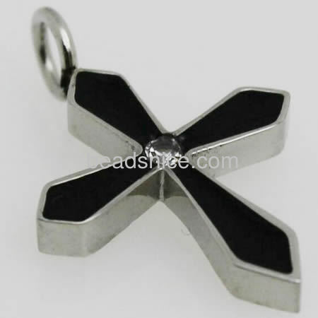 Cross pendant with rhinestone simple style wholesale jewelry findings stainless steel gift for friends DIY