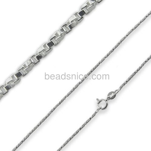 Sterling silver necklace chain twisted box chain small twist chains wholesale fashionable jewelry findings nickel-free lead-safe