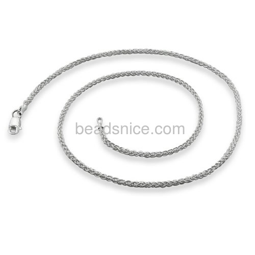 Silver necklace chain spiga chains with lobster clasp wholesale fashion jewelry chain sterling silver nickel-free lead-safe DIY