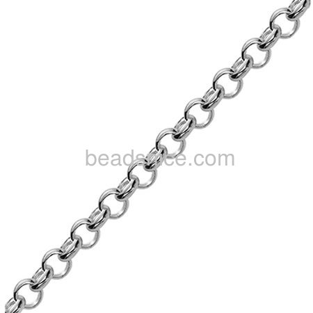 Silver chain rolo chain necklace bracelet wholesale jewelry findings sterling silver nickel-free lead-safe approx 12.1g per m