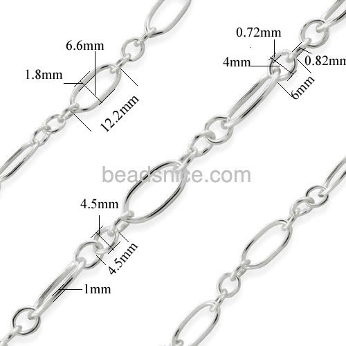 Silver figaro chain fashion necklace chain wholesale jewelry making supplies sterling silver nickel-free approx 27.05g per m