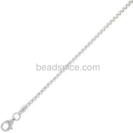 Sterling silver chain rounded box link chain for necklace bracelet wholesale jewelry findings nickel-free approx 5g per m
