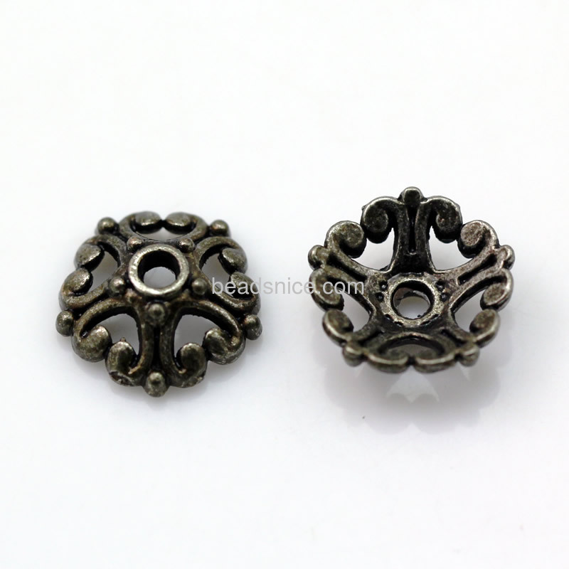 Zinc alloy bead caps, Flower, lead-free, nicekl free,
