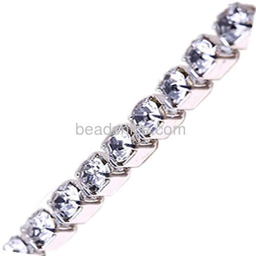 Silver chain rhinestone cup chain without hole sparkle style wholesale jewelry findings sterling silver DIY approx 17g per m