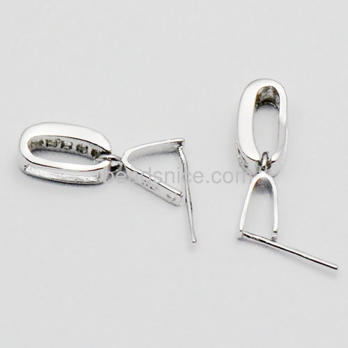Sterling silver pinch bails with zircon for pendant making